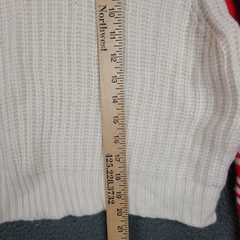 Tory Burch Merino Wool Apres Ski Sweater Cream Red Colorblock Size Large